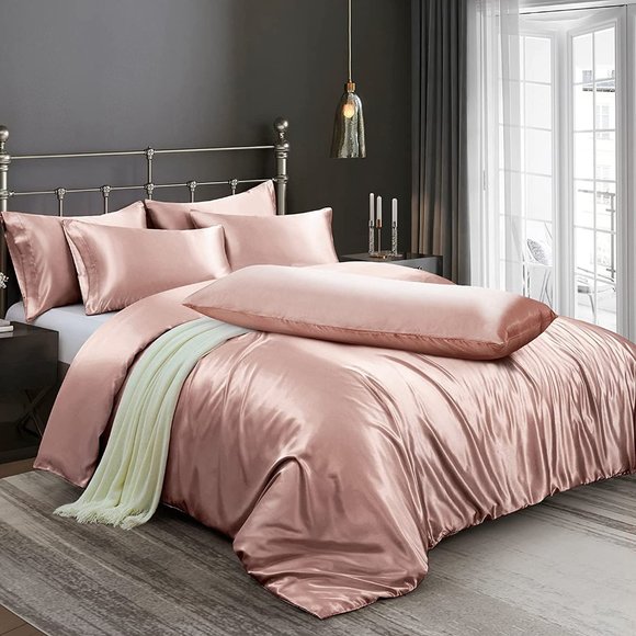 New  6 Pieces Satin Duvet Cover King Size Luxury Silky Bedding Duvet C… - Picture 15 of 15